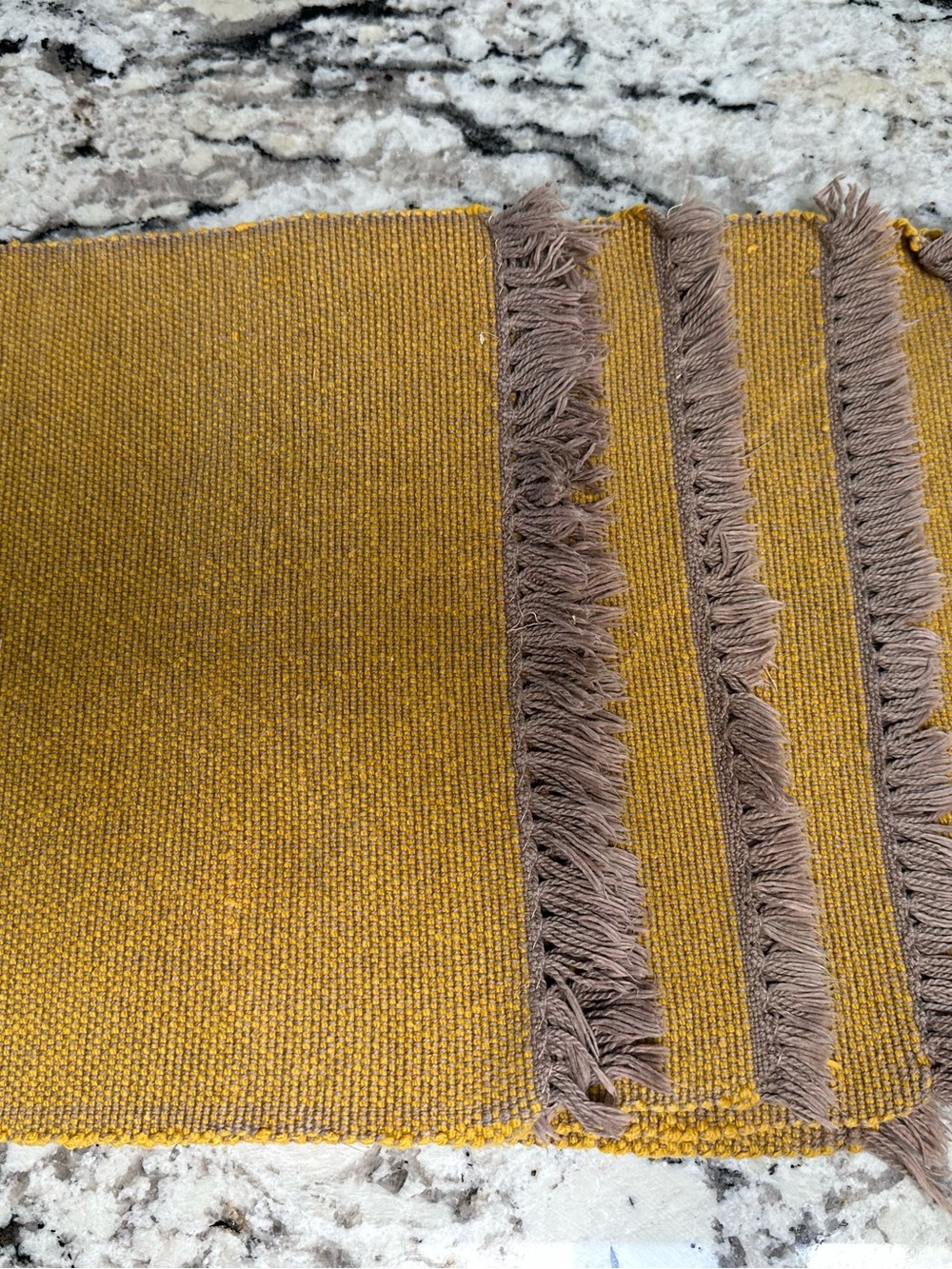 Neutral Linen Napkins with Mustard Woven Placemats set of 4 each - Picture 3 of 8